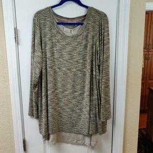 LOGO Twin Set Space Dye Knit Top and Solid Tank